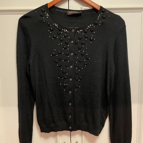 Episode Vintage Angora Black Beaded Cardigan - Picture 2 of 8
